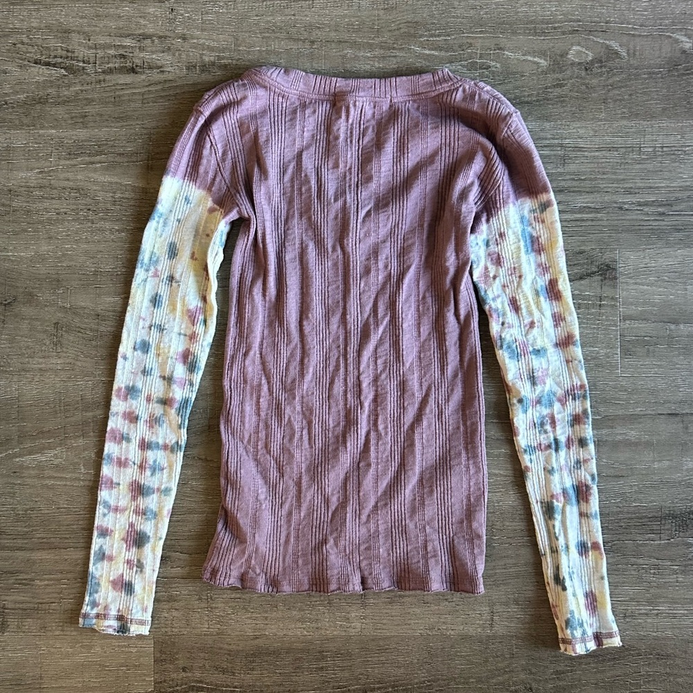 Free People Mauve Long Sleeve Top tie dye arms Tie Dye Long Sleeve Top Boho - Picture 3 of 8